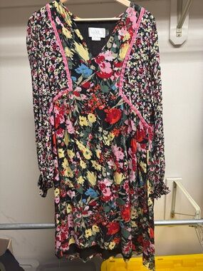 Seraphine Floral Maternity Dress with Hidden Nursing Zipper - EUC